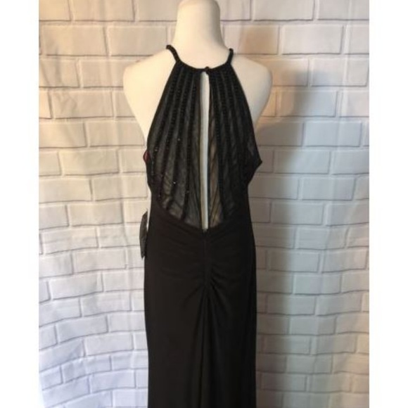 NWT Sequin Hearts Black Gown Beaded Keyhole Formal - Picture 5 of 8